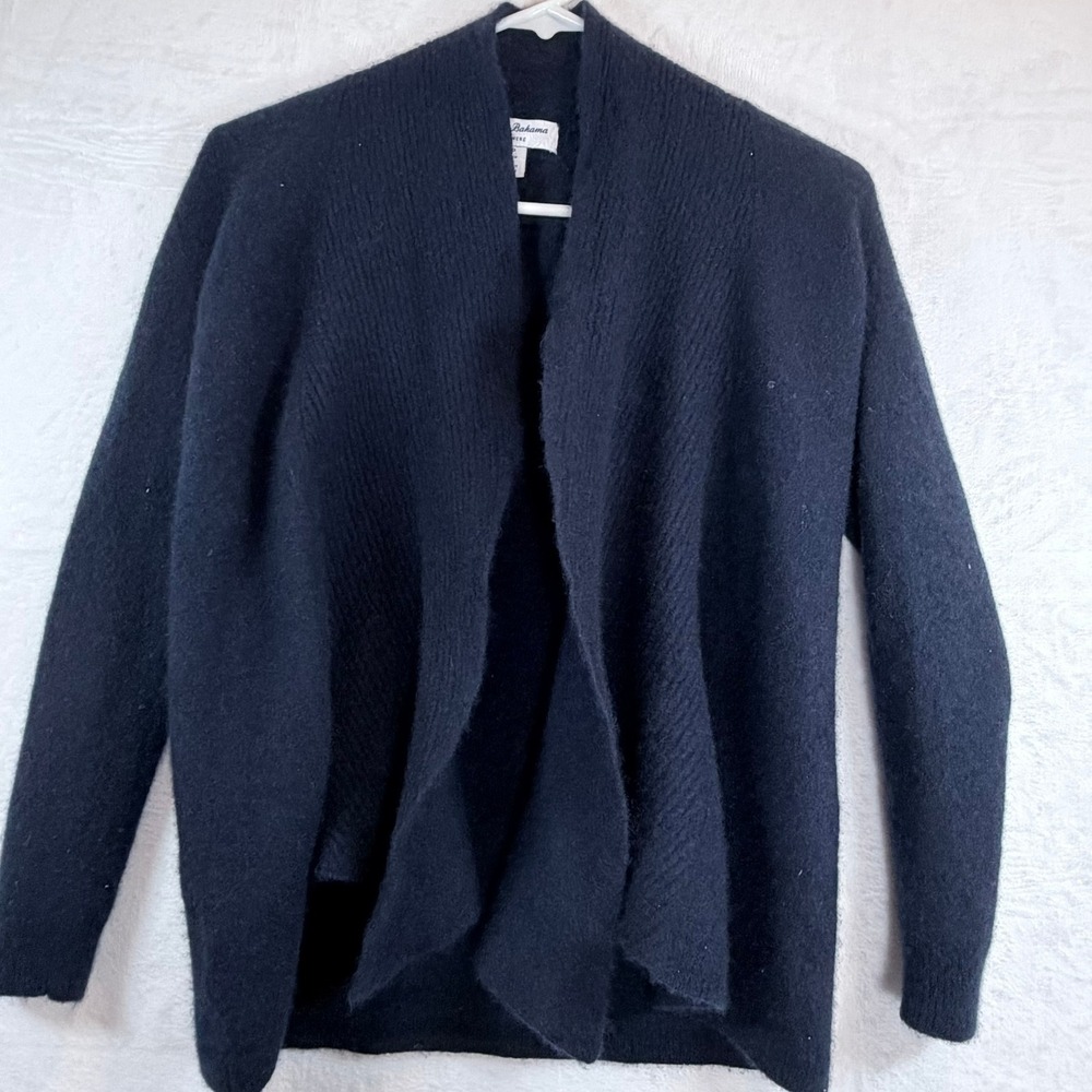 Tommy Bahama Cardigan Women Small Navy Blue Cashmere Open Front Shawl Collar